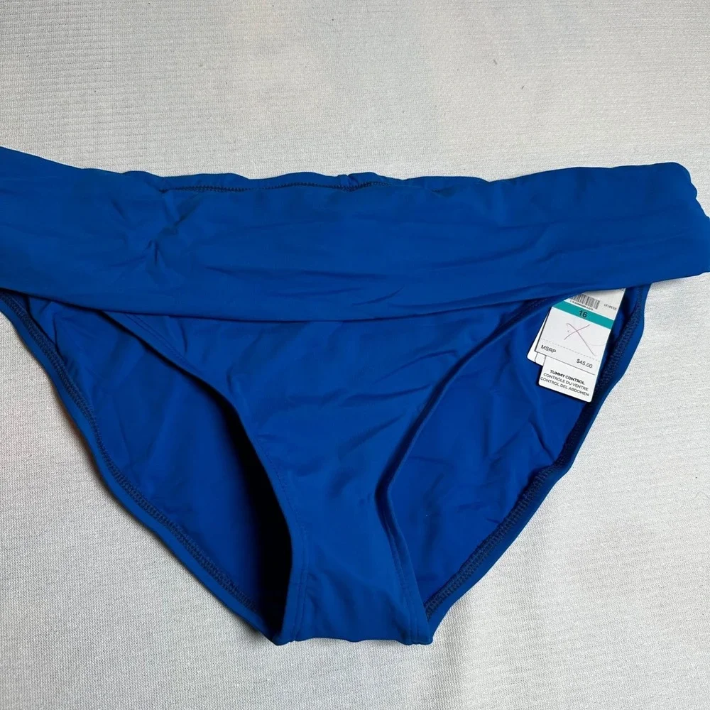 Jantzen Royal Blue Tummy‎ Control Hipster Swimsuit Bikini Bottoms Size 16 NWT